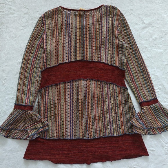 Womens Sweater Cardigan Hand Jive Hand Made Knit Colorful Retro Boho Hippie Sz S - Picture 6 of 8